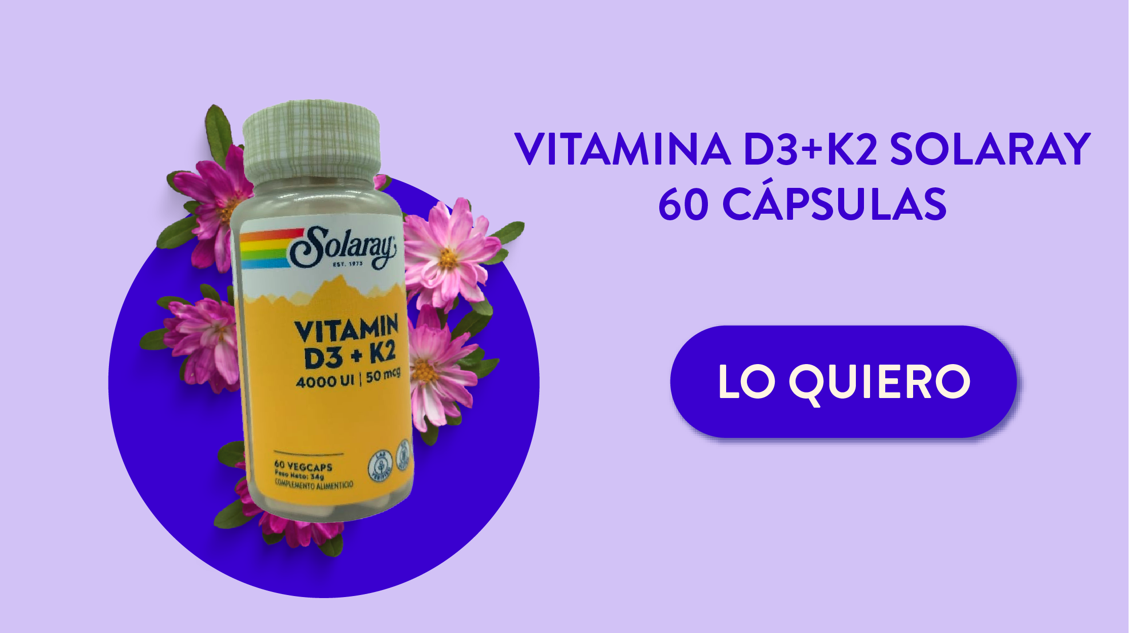 Vitamina D3+K2 Solaray